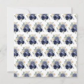 ネイビーブルーとシルバーの花エレガントの誕生日 サンキューカード (裏面)