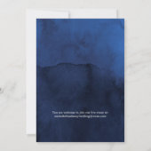 ネイビーブルーとシルバーの花柄 縮小結婚式ゲスト 案内状 (裏面)