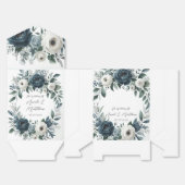 ネイビーブルーとシルバーエレガントアイボリー結婚フローラ フェイバーボックス (見開き)