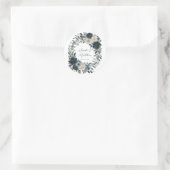 ネイビーブルーとシルバーエレガントアイボリー結婚フローラ ラウンドシール (バッグ)