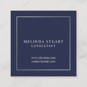ネイビーブルーとシルバーエレガントモノグラム スクエア名刺 (裏面)