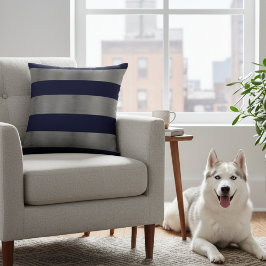 ネイビーブルーとシルバーピロー クッション