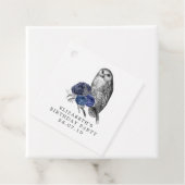 ネイビーブルーとシルバーヴィンテージフクロウ フェイバータグ (インサイチュ)