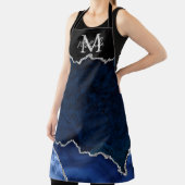 ネイビーブルーとシルバー大理石瑪瑙 エプロン (インサイチュ)