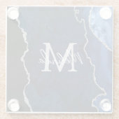 ネイビーブルーとシルバー大理石瑪瑙 ガラスコースター (裏面)