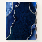 ネイビーブルーとシルバー結婚アゲートのゲストブック ノートブック (裏面)