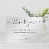 ネイビーブルーとシルバー結婚ズ サンキューカード (スタンド正面)