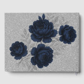 ネイビーブルーとシルバー離れグリッター結婚ズ ゲストブック (裏面)