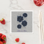 ネイビーブルーとシルバー離れグリッター結婚ズ スタンダードカクテルナプキン (インサイチュ)