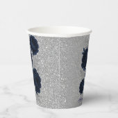 ネイビーブルーとシルバー離れグリッター結婚ズ 紙コップ (右)
