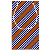 ネイビーブルーとストライプオレンジ焦げた白い スモールペーパーバッグ (裏面)