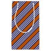 ネイビーブルーとストライプオレンジ焦げた白い スモールペーパーバッグ (正面)