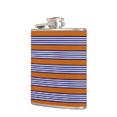 ネイビーブルーとストライプオレンジ焦げた白い フラスク (左)