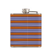 ネイビーブルーとストライプオレンジ焦げた白い フラスク (裏面)