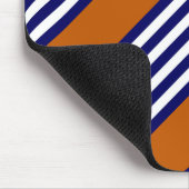 ネイビーブルーとストライプオレンジ焦げた白い マウスパッド (コーナー)