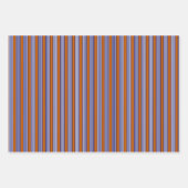 ネイビーブルーとストライプオレンジ焦げた白い ラッピングペーパーシート (正面3)