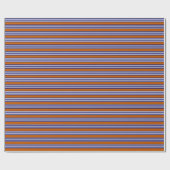 ネイビーブルーとストライプオレンジ焦げた白い ラッピングペーパー (フラット)