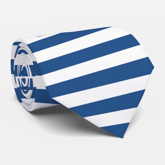 ネイビーブルーとストライプタコの航海の白 ネクタイ (ロール)