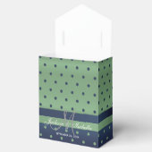 ネイビーブルーとセージ緑の水玉模様 フェイバーボックス (オープン)