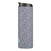 ネイビーブルーとターコイズギリシャ鍵モノグラム タンブラー (回転右)