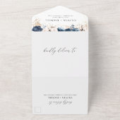 ネイビーブルーとダスティオールインワン結婚式招待状 オールインワン招待状 (外側)