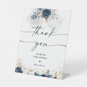 ネイビーブルーとダスティバラサンキューサイン 台座サイン (正面)