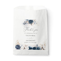 ネイビーブルーとダスティバラブライダルシャワーのバッグ