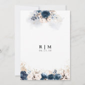 ネイビーブルーとダスティバラ我々は婚約した招待状 招待状 (裏面)