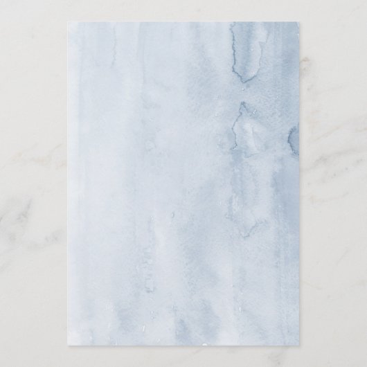 ネイビーブルーとダスティーブルーのフローラ結婚のメニュー プログラム (裏面)