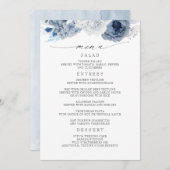 ネイビーブルーとダスティーブルーのフローラ結婚のメニュー プログラム (正面/裏面)