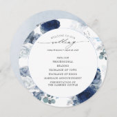 ネイビーブルーとダスティーブルーフローラ結婚式 プログラム (正面/裏面)