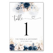 ネイビーブルーとダスティー結婚バラのテーブル番号 テーブルナンバー (裏面)