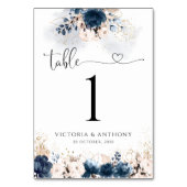 ネイビーブルーとダスティー結婚バラのテーブル番号 テーブルナンバー (正面)