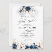 ネイビーブルーとダスティー結婚バラ式 招待状 (正面)