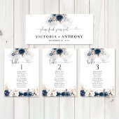 ネイビーブルーとダスティ結婚バラのヘッドテーブル記号