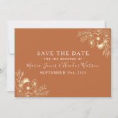 ネイビーブルーとテラコッタの結婚式Save The Date セーブザデート (正面)