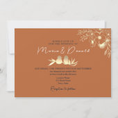 ネイビーブルーとテラコッタ結婚ズ 招待状 (正面)