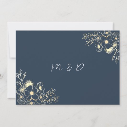 ネイビーブルーとテラコッタ結婚ズ 招待状 (裏面)