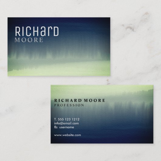 ネイビーブルーとトルコイズの水色抽象芸術 名刺 (正面/裏面)