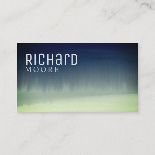 ネイビーブルーとトルコイズの水色抽象芸術 名刺 (正面)