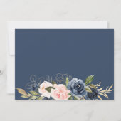 ネイビーブルーとバラ色の花の新築祝いパーティー 招待状 (裏面)