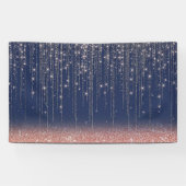 ネイビーブルーとバラ金ゴールドグリッタースパークルバックドロップ 横断幕 (横)