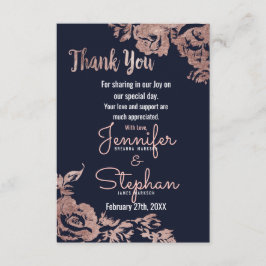 ネイビーブルーとバラ金ゴールドフローラありがとう サンキューカード