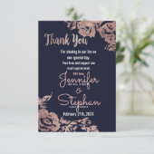 ネイビーブルーとバラ金ゴールドフローラありがとう サンキューカード (スタンド正面)