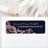 ネイビーブルーとバラ金ゴールドフローラアドレス ラベル (インサイチュ)