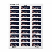 ネイビーブルーとバラ金ゴールドフローラアドレス ラベル (フルシート)