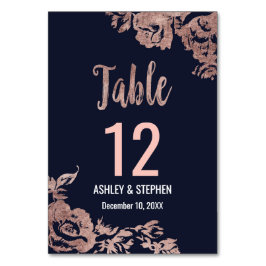 ネイビーブルーとバラ金ゴールドフローラテーブル番号 テーブルナンバー