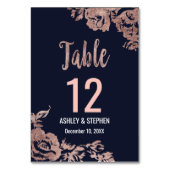 ネイビーブルーとバラ金ゴールドフローラテーブル番号 テーブルナンバー (正面)