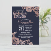 ネイビーブルーとバラ金ゴールドフローラ卒業 招待状 (スタンド正面)