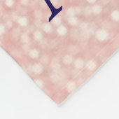 ネイビーブルーとバラ金ゴールドフローラ フリースブランケット (角)